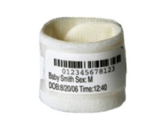 Imagen de ZEBRA AIT, CONSUMABLES, PATIENT ID SOLUTION, SOFT FOAM CUFF WITH VELCRO STRIP AND ADHESIVE, 5.5" L X 1.375" W, 100 CUFFS/BOX