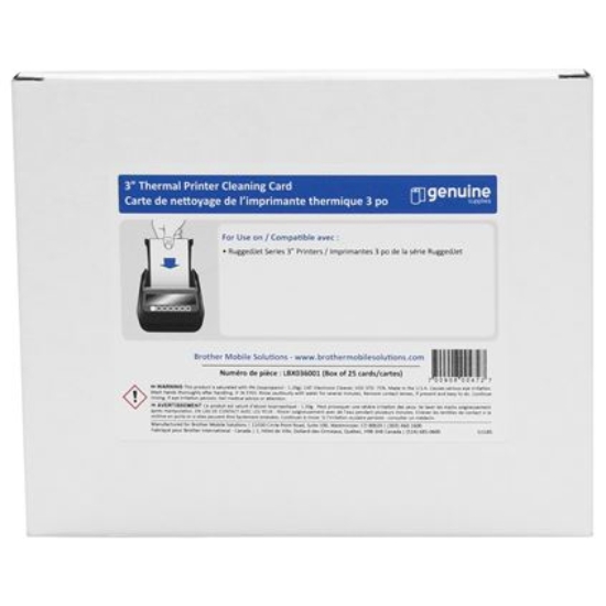 Imagen de BROTHER MOBILE, 3 INCH X 6 INCH CLEANING CARD FOR RUGGEDJET 3, 25 CARDS PER CARTON