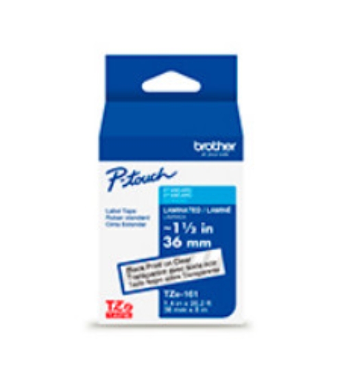 Imagen de BROTHER MOBILE, 1.4 IN X 26.2 FT (36MM X 8M), BLACK INK ON CLEAR LABEL, COMPATIBLE WITH ALL 36MM HGE/HG/TZE/TZ MODELS