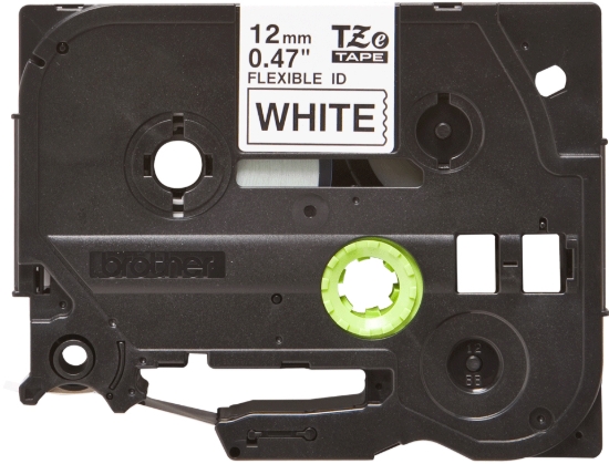 Imagen de BROTHER MOBILE, (ORDER INCREMENTS OF 6) 0.47 IN X 26.2 FT (12MM X 8M), BLACK INK ON WHITE FLEXIBLE ID LABEL