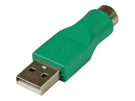 Imagen de StarTech.com Adaptador Teclado o Ratón USB a Conector PS/2 MiniDIN - 1x Macho USB - 1x  Hembra Mini-DIN - Verde - Adaptador para ratón - PS/2 (H) a USB (M)