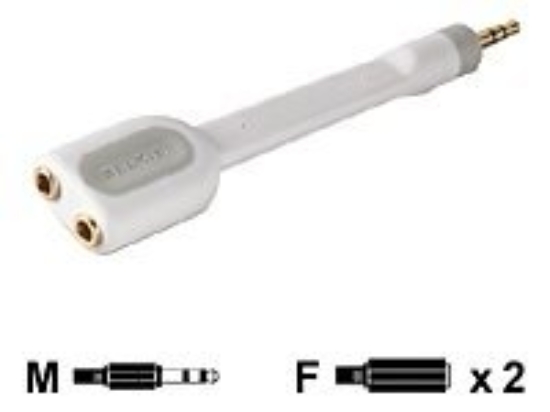 Imagen de Belkin Speaker and Headphone Splitter - Separador de audio - mini-phone stereo 3.5 mm macho a mini-phone stereo 3.5 mm hembra - blanco - para Apple iPod