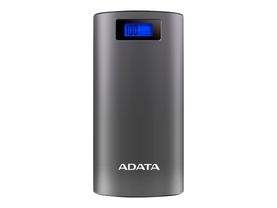 Imagen de ADATA P20000D - Cargador portátil - 20000 mAh - 72 Wh - 2.1 A - 2 conectores de salida (USB) - en el cable: Micro-USB - gris