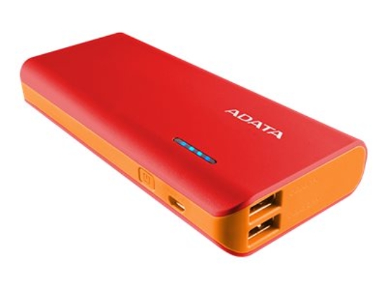 Imagen de ADATA PT100 - Cargador portátil - 10000 mAh - 2.1 A - 2 conectores de salida (USB) - en el cable: Micro-USB - rojo