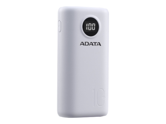 Imagen de ADATA P10000QSD - Cargador portátil - 10000 mAh - 37 Wh - 22.5 vatios - 4.5 A - PD 3.0, QC 3.0 - 3 conectores de salida (USB, 24 pin USB-C) - en el cable: USB-C - blanco