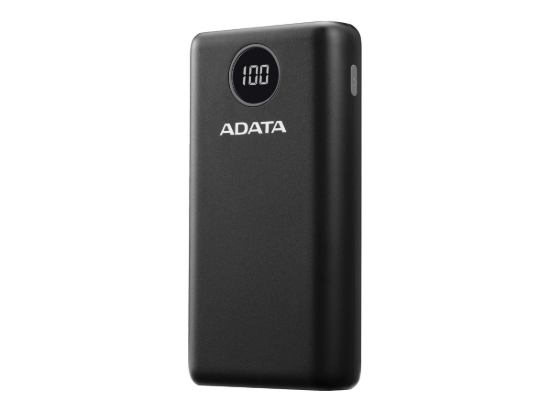 Imagen de ADATA P20000QCD - Cargador portátil - 20000 mAh - 74 Wh - 18 vatios - PD 3.0, QC 3.0 - 4 conectores de salida (USB, 24 pin USB-C) - en el cable: USB-C - negro