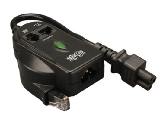 Imagen de Tripp Lite Notebook In-Line Surge Protector 120V / 240V 2 C6 3-prong RJ45 - Protector contra sobretensiones - CA 100-240 V - conectores de salida: 1 - negro