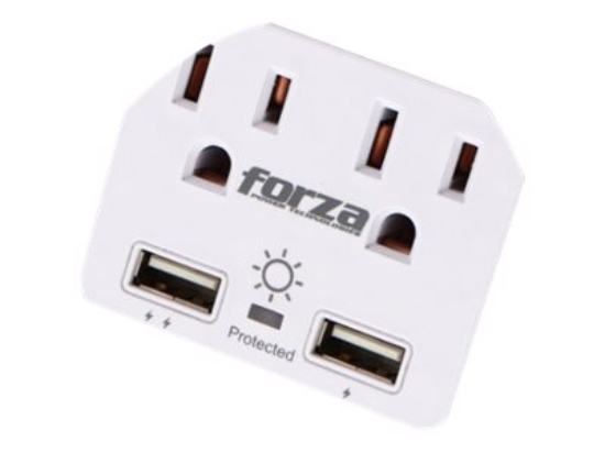 Imagen de Forza FWT-221USB - Protector contra sobretensiones - CA 110/220 V - 1875 vatios - conectores de salida: 2 - blanco