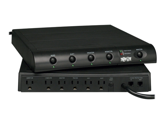 Imagen de Tripp Lite Surge Protector Under Monitor 6 Outlet RJ11 6' Cord 1440 Joule - Protector contra sobretensiones - 15 A - CA 120 V - conectores de salida: 6 - negro