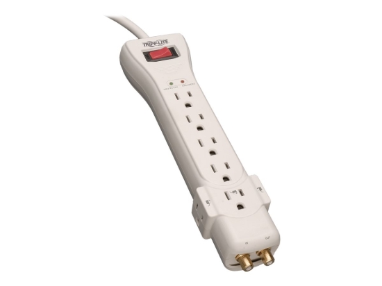 Imagen de Tripp Lite Surge Protector Power Strip 120V 7 Outlet Coax 7' Cord 2160 Joules - Protector contra sobretensiones - CA 120 V - conectores de salida: 7 - gris - para P/N: CLAMPUSBLK, CLAMPUSW