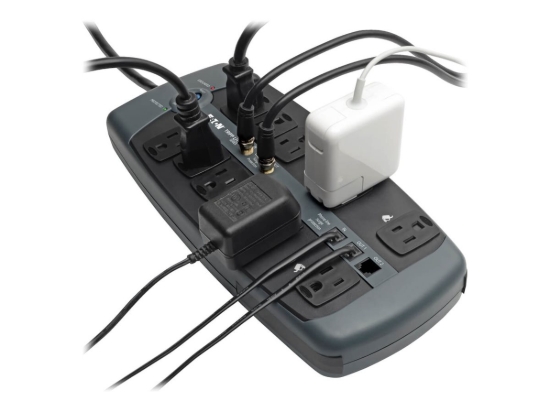 Imagen de Eaton Tripp Lite Series Protect It! 10-Outlet Surge Protector, 8-ft. Cord, 3345 Joules, Tel/Modem/Coaxial Protection - Protector contra sobretensiones - 15 A - CA 120 V - 1800 vatios - conectores de s