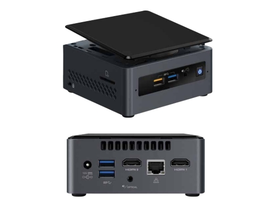 Imagen de Intel Next Unit of Computing Kit NUC7CJYHN - Limitado - miniordenador - 1 x Celeron J4005 / hasta 2.7 GHz - RAM 0 GB - UHD Graphics 600 - Gigabit Ethernet - 802.11a/b/g/n/ac, Bluetooth 5.0