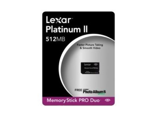 Imagen de Lexar Platinum II - Tarjeta de memoria flash (adaptador para Memory Stick DUO Incluido) - 512 MB - 40x - MS PRO DUO