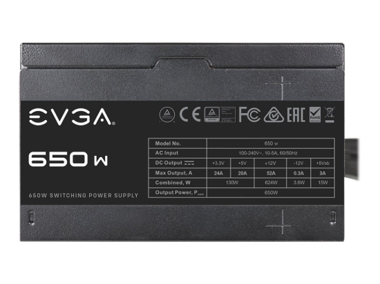Imagen de EVGA 650 N1 - Fuente de alimentación (interna) - ATX - CA 100-240 V - 650 vatios - negro