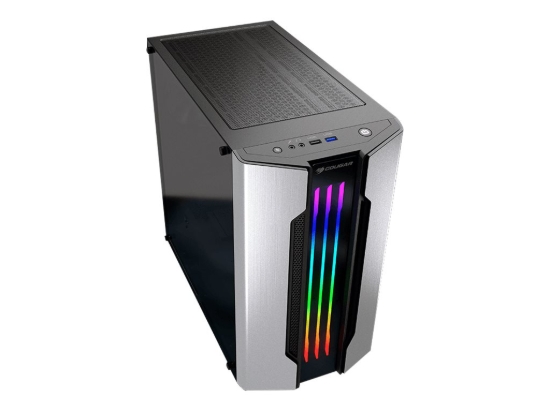 Imagen de Cougar Gemini M - Torre - micro ATX - panel lateral con ventana (cristal templado) - sin fuente de alimentación - plata - USB/Audio