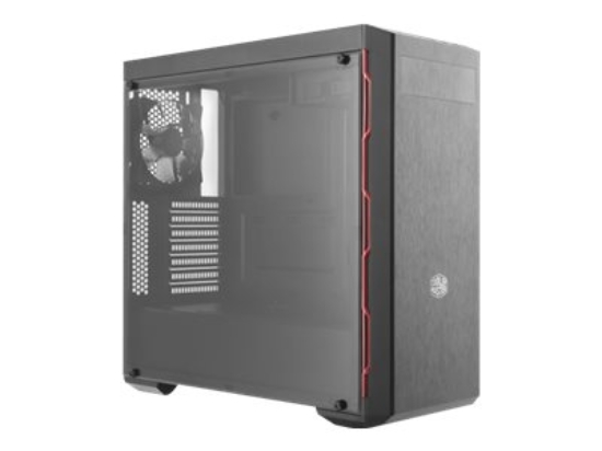 Imagen de Cooler Master MasterBox MB600L - Con soporte de ODD - torre - ATX - panel lateral con ventana (acrílico) - sin fuente de alimentación (ATX) - negro con adorno rojo - USB/Audio