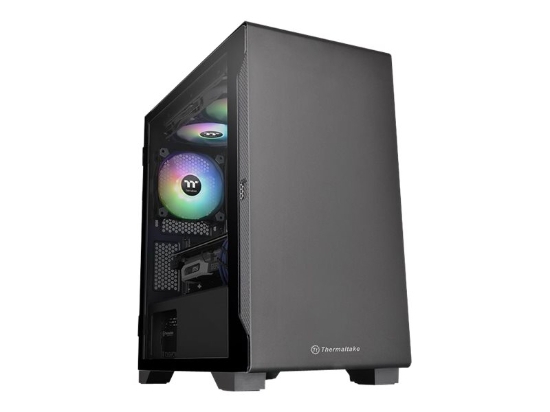 Imagen de Thermaltake S100 TG - Torre - micro ATX - panel lateral con ventana (cristal templado) - sin fuente de alimentación (PS/2) - negro - USB/Audio