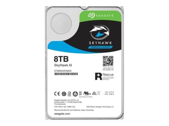 Imagen de Seagate SkyHawk AI ST8000VE000 - Disco duro - 8 TB - interno - 3.5" - SATA 6Gb/s - 7200 rpm - búfer: 256 MB