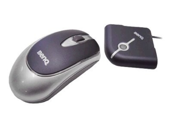 Imagen de BenQ M 301 - Ratón - óptico - 3 botones - inalámbrico - RF - receptor inalámbrico USB / PS/2 - azul metálico, plateado translúcido - al por menor