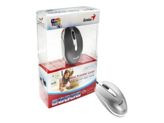 Imagen de Genius Mini Traveler Laser - Ratón - laser - 3 botones - cableado - USB - negro