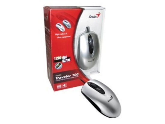 Imagen de Genius Traveler 100 - Ratón - óptico - 3 botones - cableado - PS/2, USB - plata