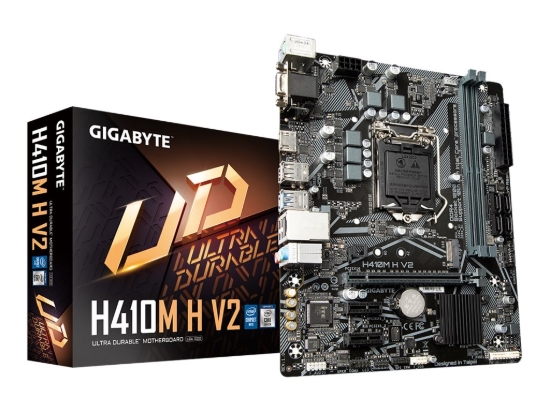 Imagen de Gigabyte H410M H V2 - 1.0 - placa base - micro ATX - Socket LGA1200 - H410 Chipset - USB 3.2 Gen 1 - Gigabit LAN - Tarjeta gráfica (CPU necesaria) - HD Audio (8-canales)
