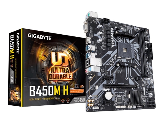 Imagen de Gigabyte B450M H - 1.0 - placa base - micro ATX - Socket AM4 - AMD B450 Chipset - USB 3.1 Gen 1 - Gigabit LAN - Tarjeta gráfica (CPU necesaria) - HD Audio (8-canales)