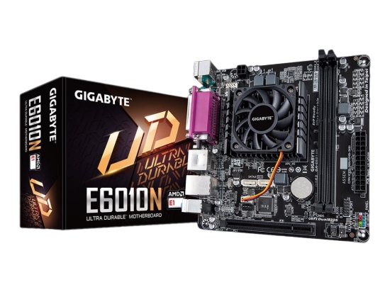 Imagen de Gigabyte GA-E6010N - 1.0 - placa base - mini ITX - AMD E1 6010 - USB 3.1 Gen 1 - Gigabit LAN - gráficos en la placa - HD Audio (8-canales)