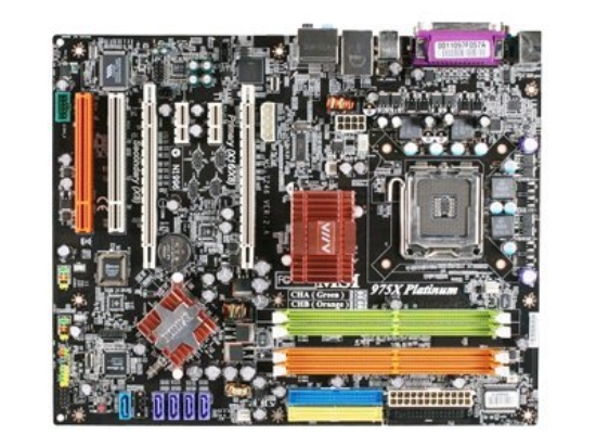 Imagen de MSI 975X Platinum - PowerUp Edition - placa base - ATX - Socket LGA775 - i975X Chipset - FireWire - Gigabit LAN - HD Audio (8-canales)