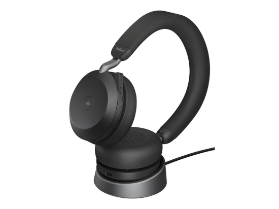Imagen de Jabra Evolve2 75 - Auricular - en oreja - Bluetooth - inalámbrico - cancelación de sonido activo - USB-C - aislamiento de ruido - negro - con base de carga - Certificado para Equipos de Microsoft
