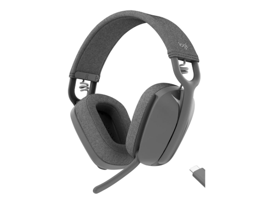 Imagen de Logitech Zone Vibe Wireless Bluetooth headphones with noise-canceling mic, USB-A, USB-C, certified for Google Meet, Google Voice, Zoom, Mac/PC - Graphite - Auricular - tamaño completo - Bluetooth - in