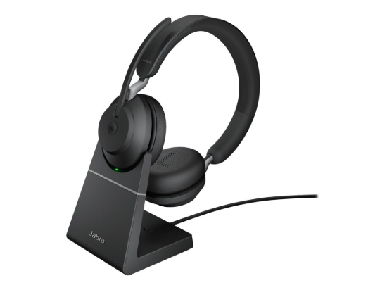 Imagen de Jabra Evolve2 65 MS Stereo - Auricular - en oreja - Bluetooth - inalámbrico - USB-C - aislamiento de ruido - negro - con base de carga - Certificado para Equipos de Microsoft