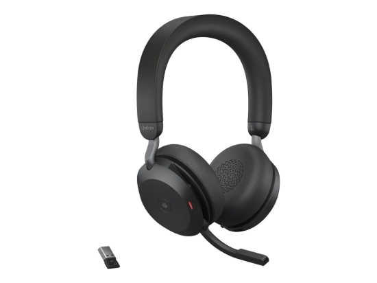 Imagen de Jabra Evolve2 75 - Auricular - en oreja - Bluetooth - inalámbrico - cancelación de sonido activo - USB-A - aislamiento de ruido - negro - con base de carga - Certificado para Equipos de Microsoft