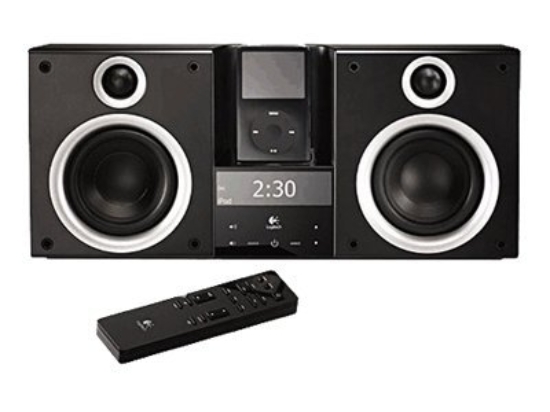 Imagen de Logitech AudioStation - Anclaje de altavoces - para uso portátil - 80 vatios - negro - para Apple iPod (4G, 5G); iPod mini