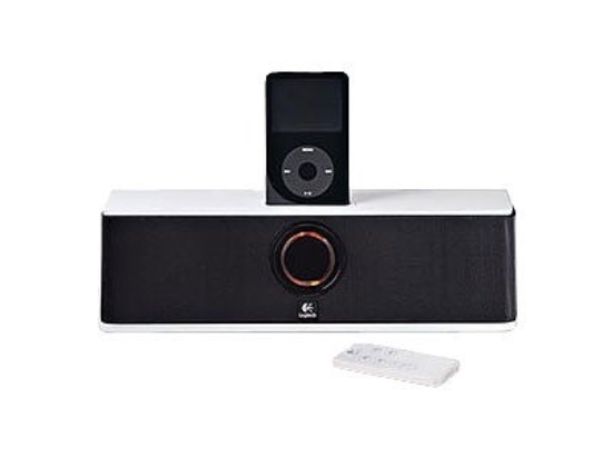 Imagen de Logitech AudioStation Express - Anclaje de altavoces - para uso portátil - negro, blanco - para Apple iPod (4G, 5G); iPod mini