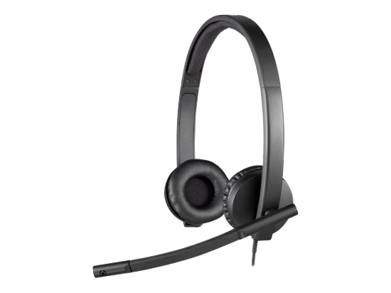 Imagen de Logitech H570e Wired Headset, Stereo Headphones with Noise-Cancelling Microphone, USB, in-Line Controls with Mute Button, Indicator LED, PC/Mac/Laptop - Black - Auricular - en oreja - cableado - USB -