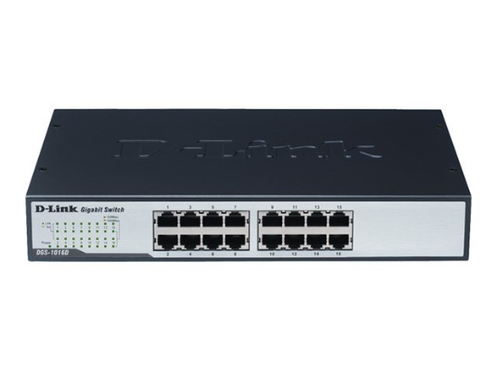 Imagen de D-Link DGS 1016D - Conmutador - sin gestionar - 16 x 10/100/1000 - sobremesa, montaje en rack