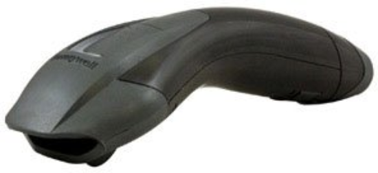 Imagen de Escáner de código de barras Honeywell Voyager 1202g inalámbrico, 1D, con cable y soporte.